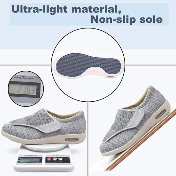 Women’s Wide Diabetic Edema Sneakers Easy On and Off Adjustable Strap, Classic
