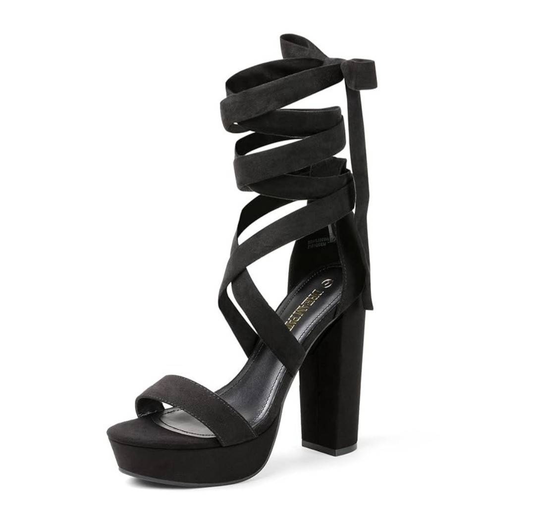 Dream Pairs Chunky Block Platform Black Heels 7.5