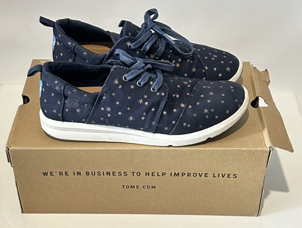 Toms Del Rey Navy Blue With Stars Sneakers Women’s Size 8 Outer space Comfy
