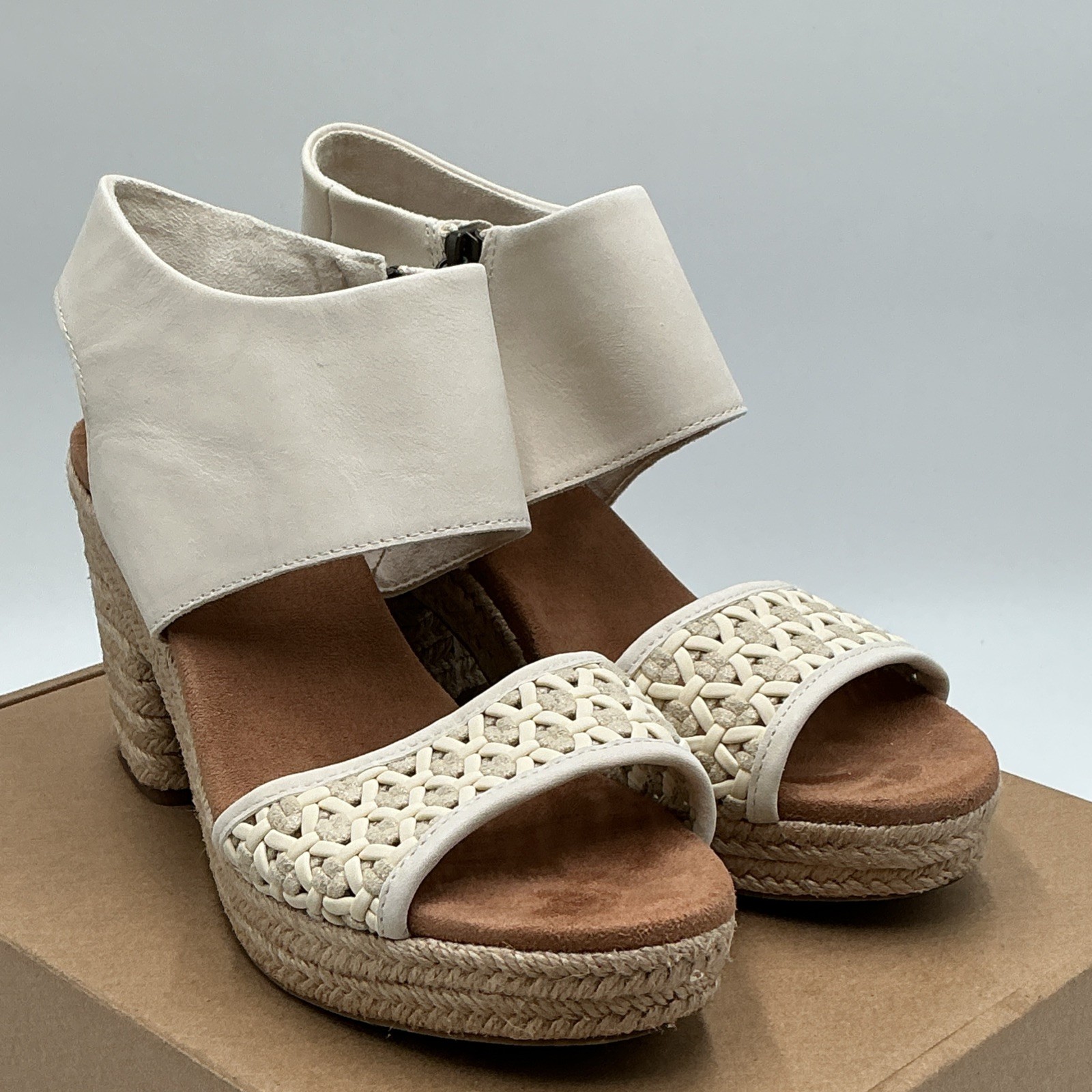 Toms Majorca Sandals Women 7.5 Natural Basket Weave Platform Espadrille Ebay4117