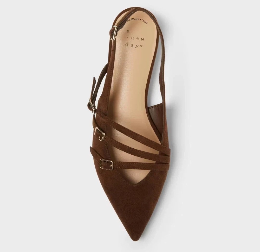 Women Twiggy Multi Buckle Mini Heel Flats with Memory Foam Insole -A New Day