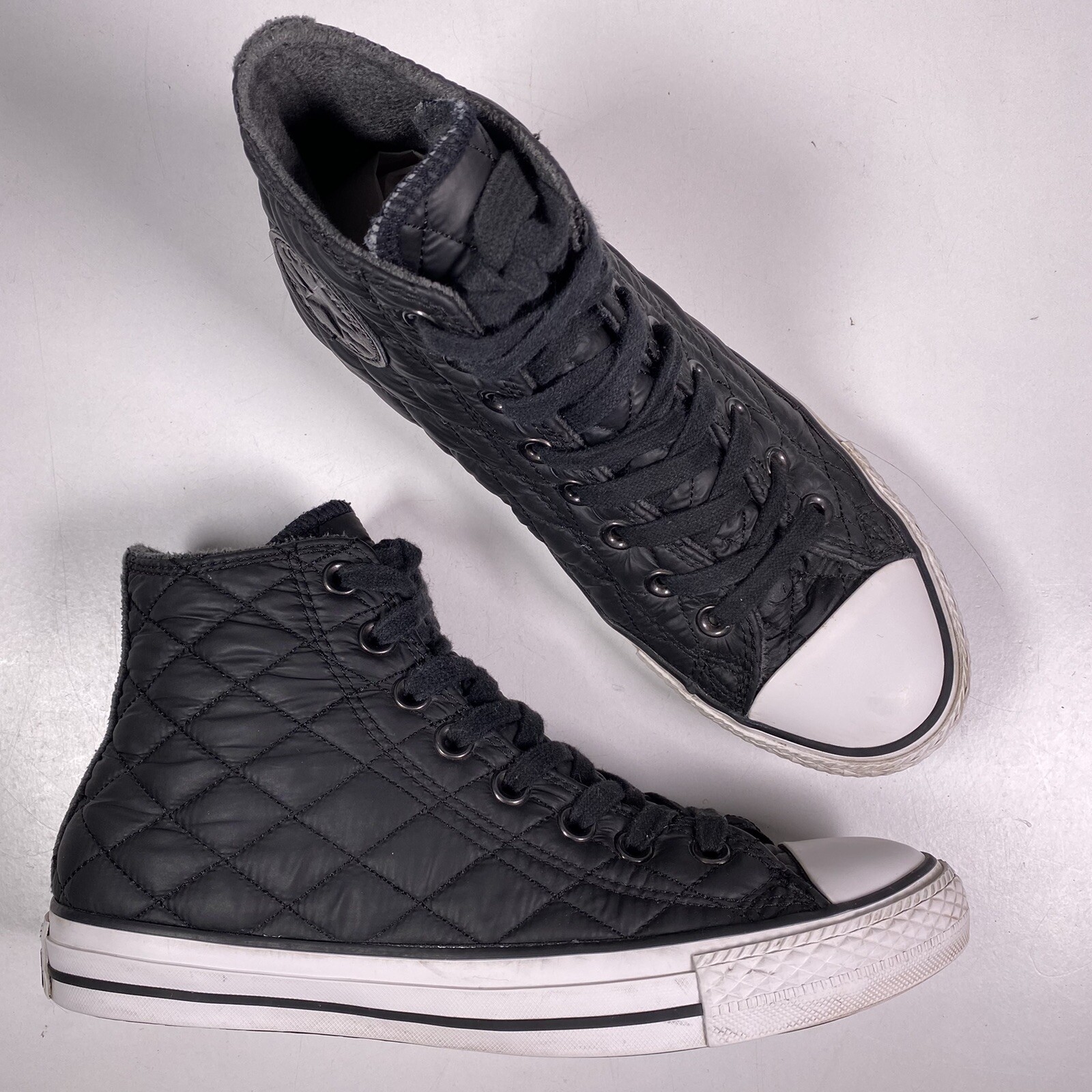 Converse All Star Chuck Taylor Black Quilted Lined Unisex Women’s 9 Men’s 7