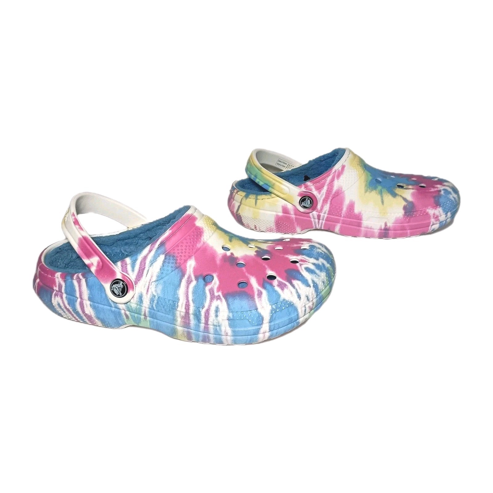 Crocs Clogs Unisex Baya Fuzzy Lined TieDye Pastel Swirl Spacecore Women 8/Men 6