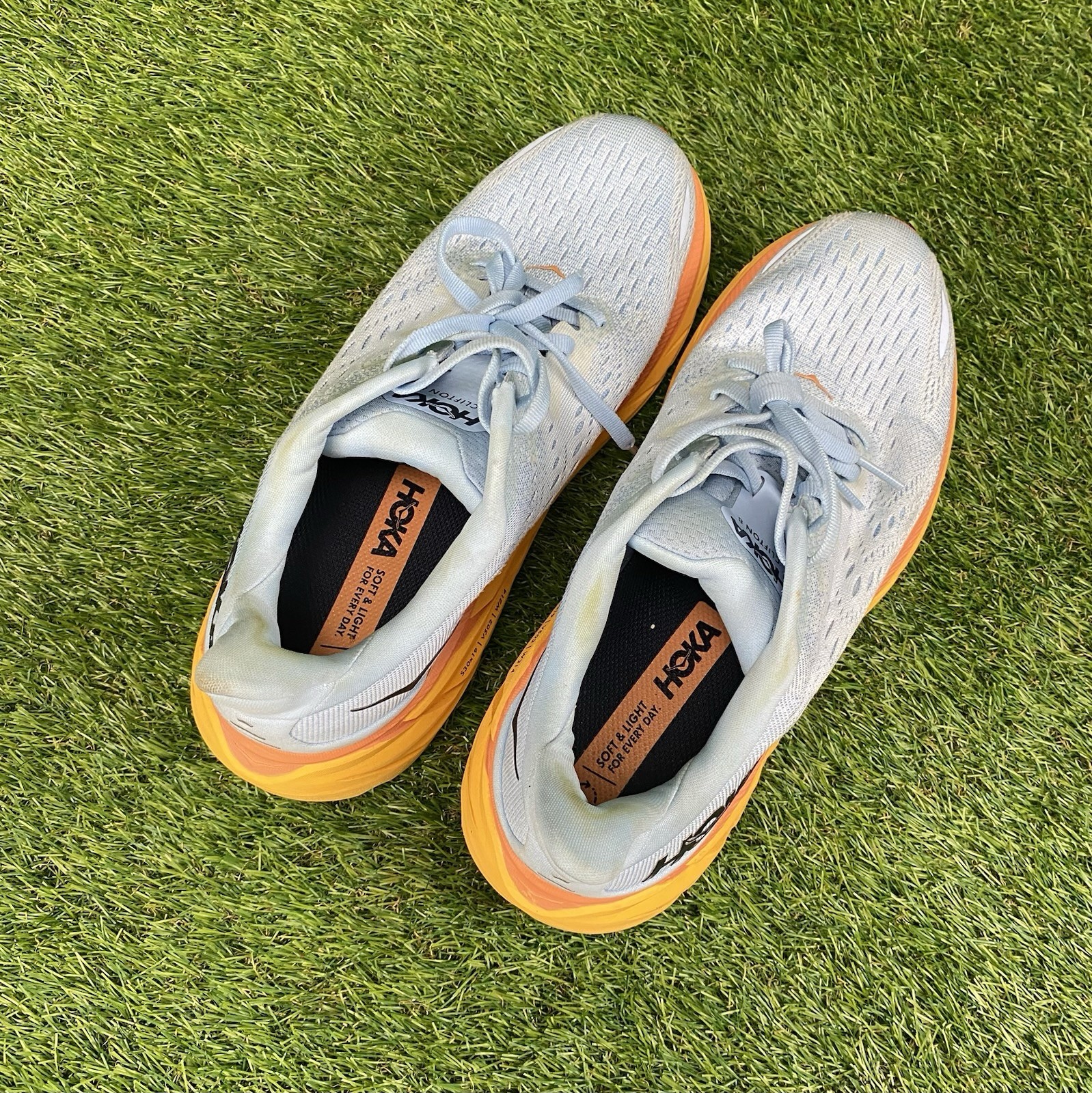 Hoka One One Clifton 8 Women’s Running Shoes Size 9.5 D Summer Song Blue/Orange