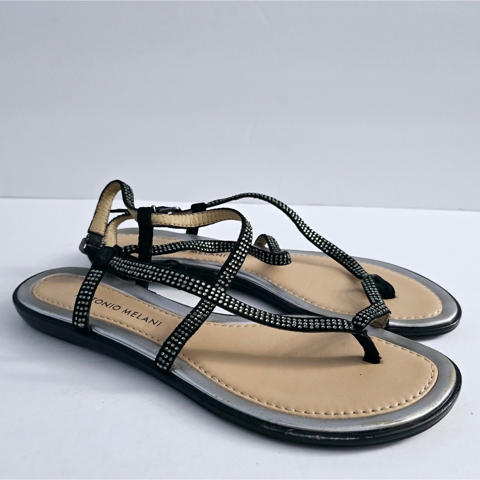 Antonio Melani Strappy Rhinestone Sandals Size 9 Brazil Festival Summer Feminine