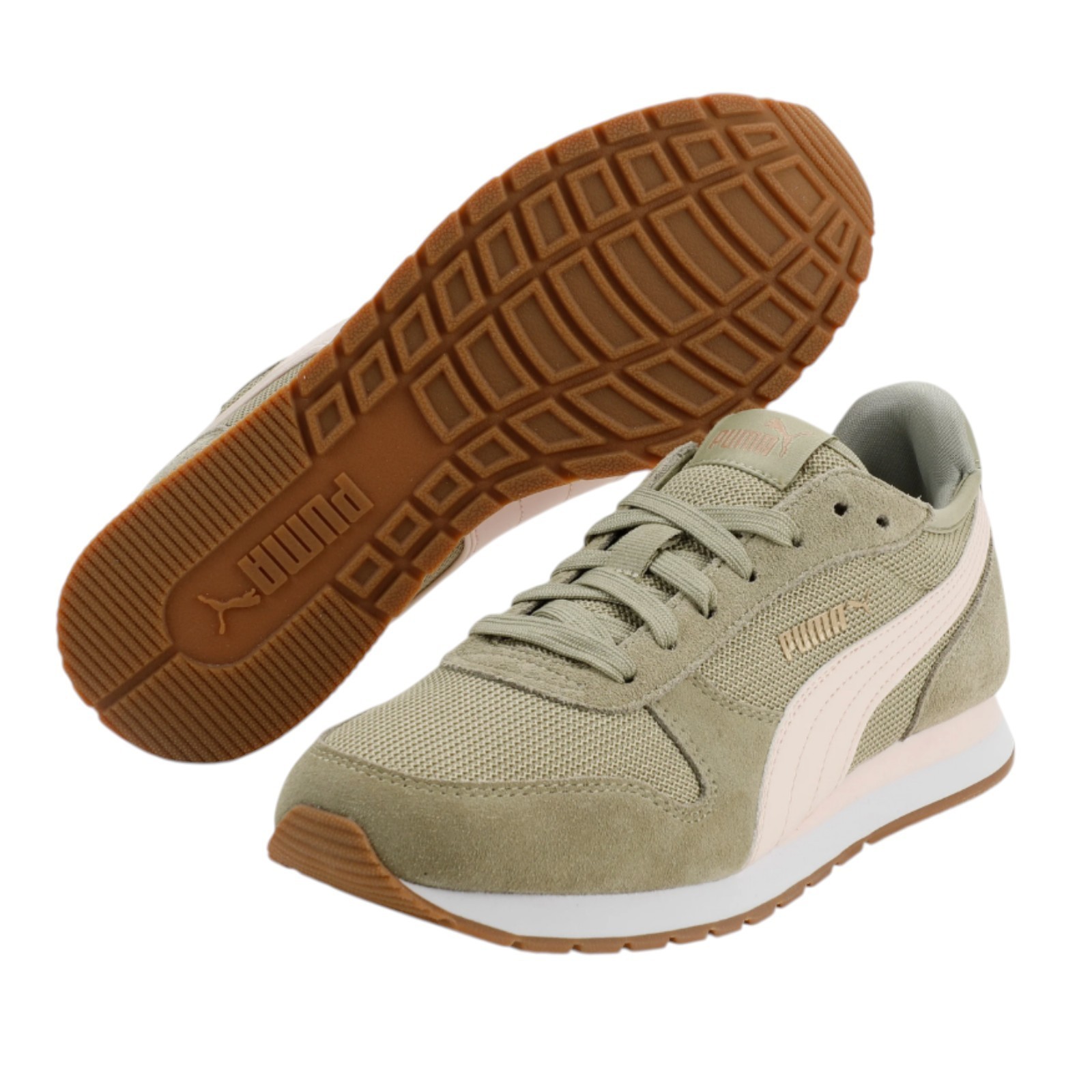 Puma Women’s Jogger Sneaker Running Walking Athletic Shoes Lace Up Cream / Green