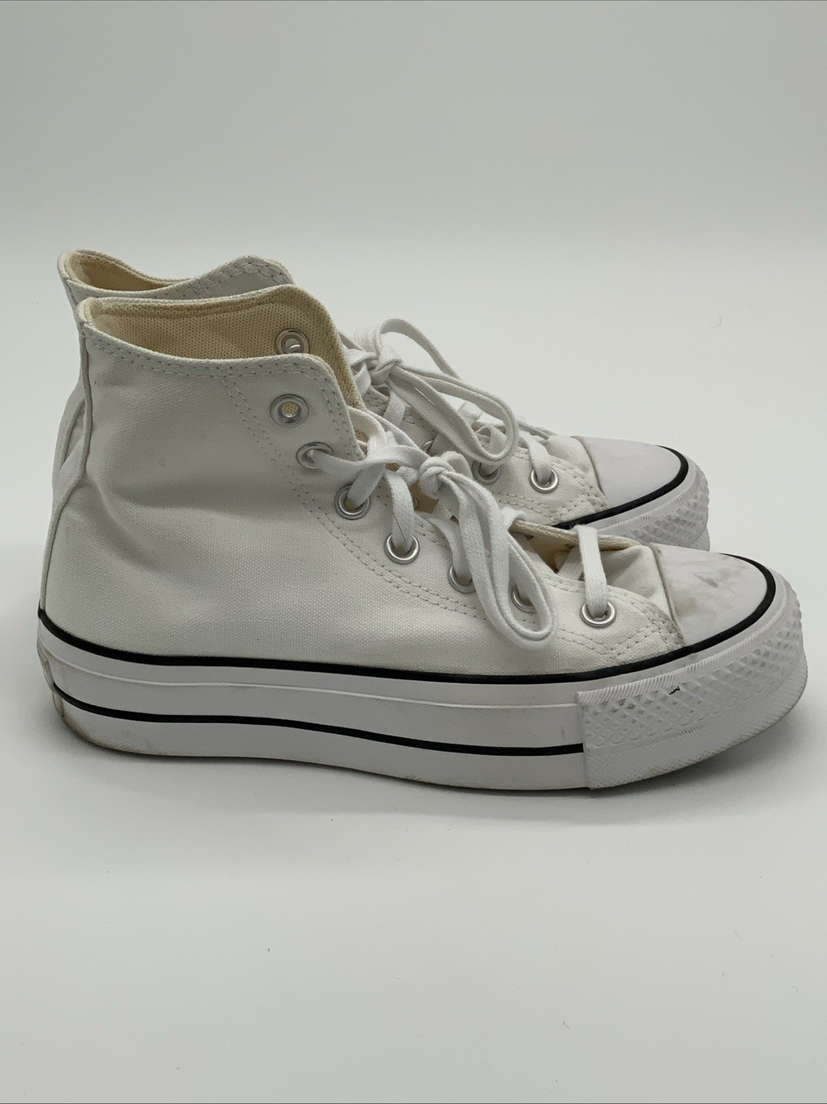 Converse CTAS Lift Hi Platform Canvas Women Size 6 White Used 560846C