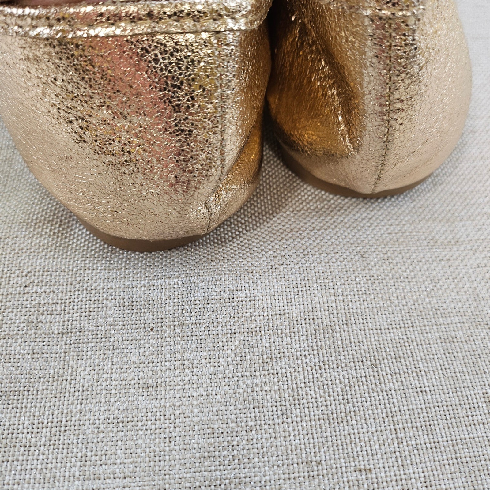 MUSSHOE Womens Metallic Gold Ballet Flats Round Toe Bow Slip On Shoes Size 8