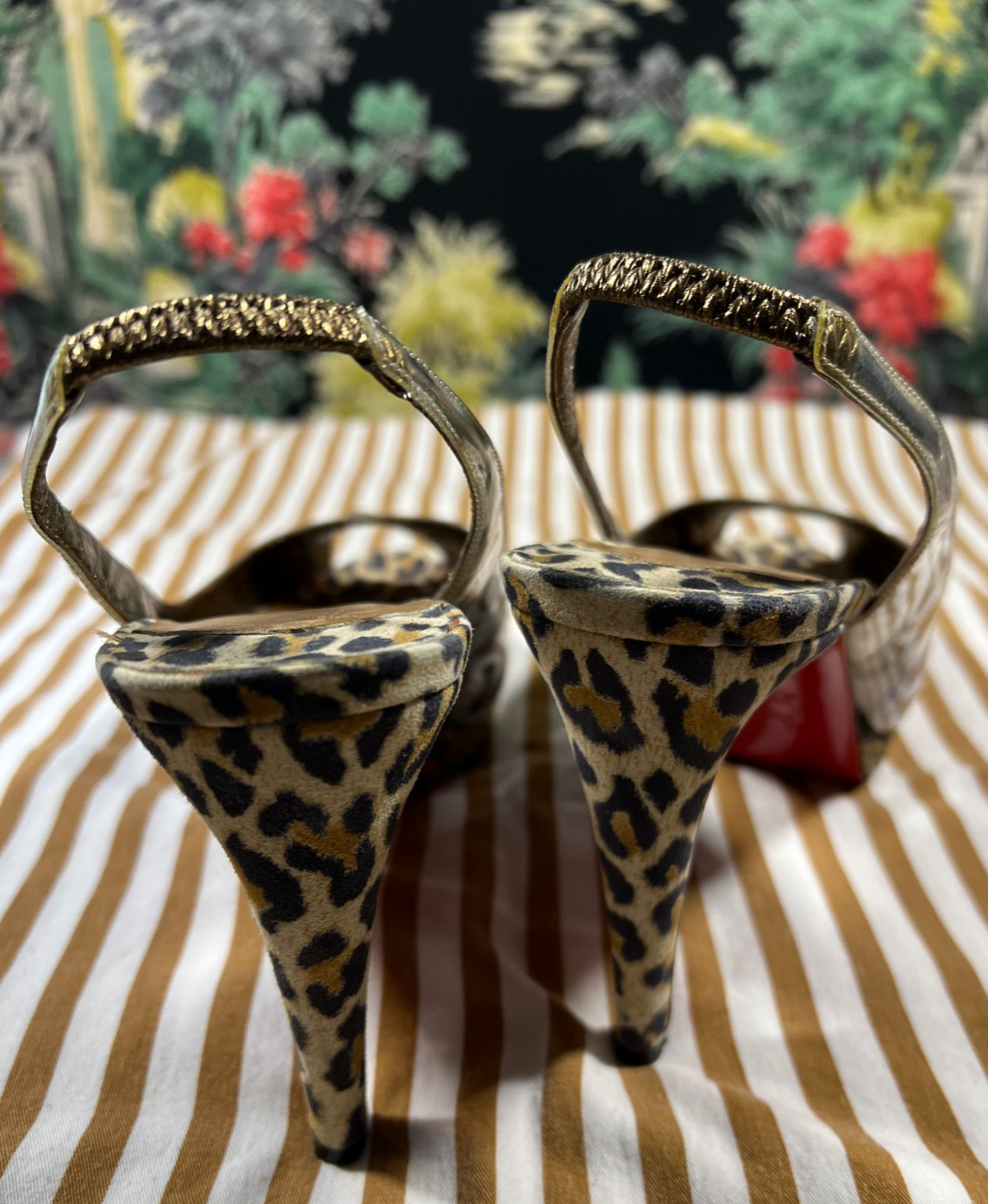 Christian Louboutin «Trash» Collage Leopard Slingback 4″ Heels 37