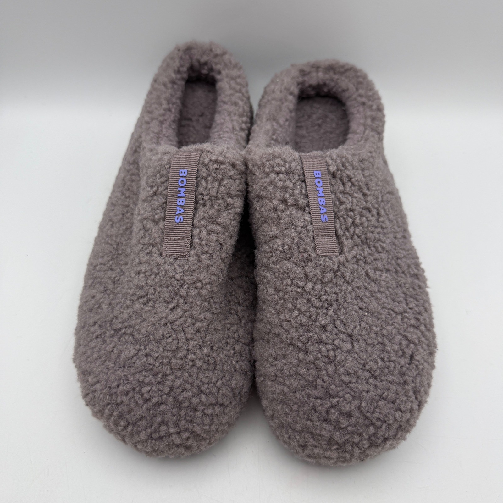 Bombas Sherpa Slipper Women Size 9 Grey Purple Logo Honeycomb Sole Slip On