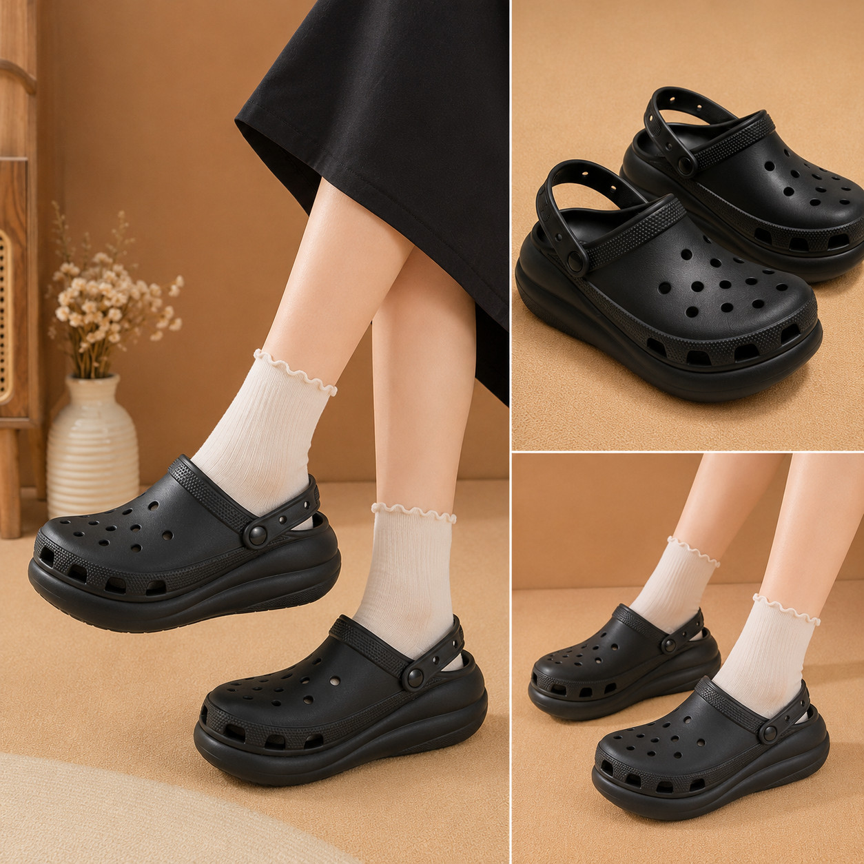 Crocs Crush Platform Clogs Lightweight Water-Friendly Elevated Casual