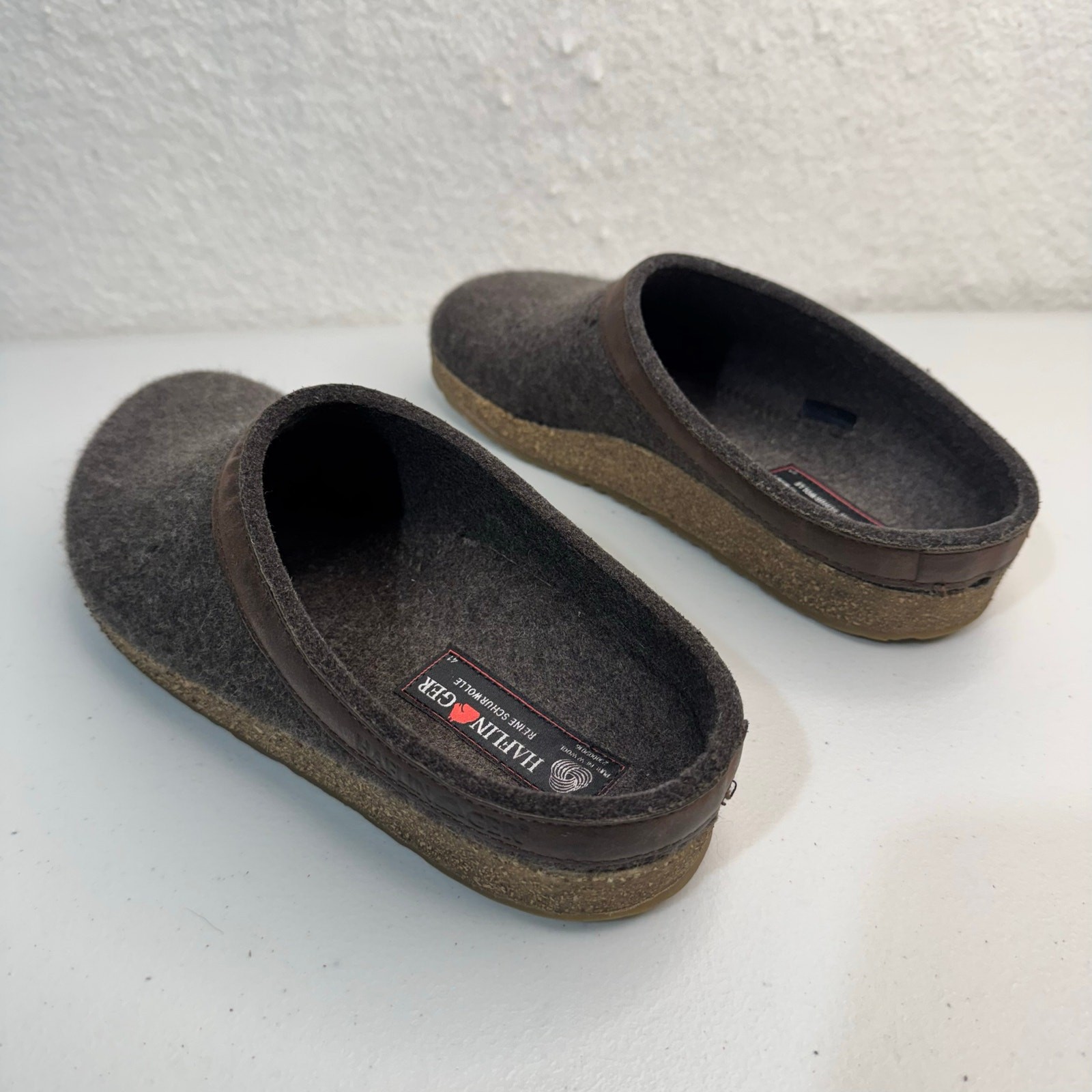 Haflinger Clog Grizzly Torben Anthracite Pure Wool Felt Supportive Cork-Latex 41