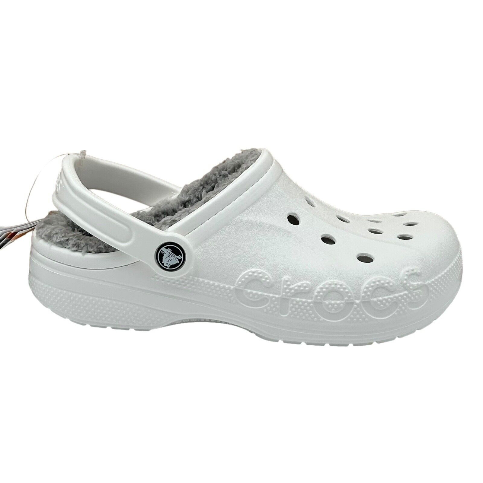 Crocs Women’s Baya Lined Clogs Size 9 White Slip-on Faux Fur Fuzzy & Warm