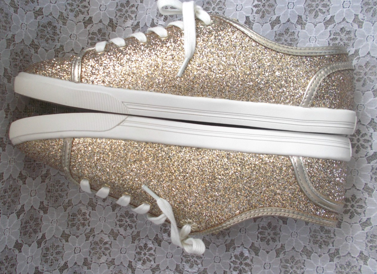 JACK ROGERS SNEAKERS «LIA» Gold Glitter Canvas, Women’s 9.5 NEW