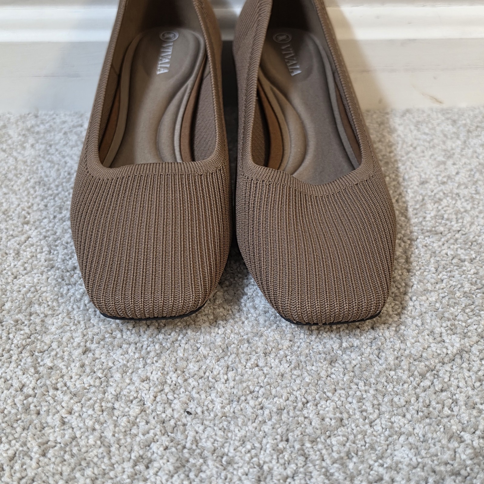 Vivaia Melody Square-Toe Chunky Block Heels Espresso Brown Size EU 38 US 7-7.5