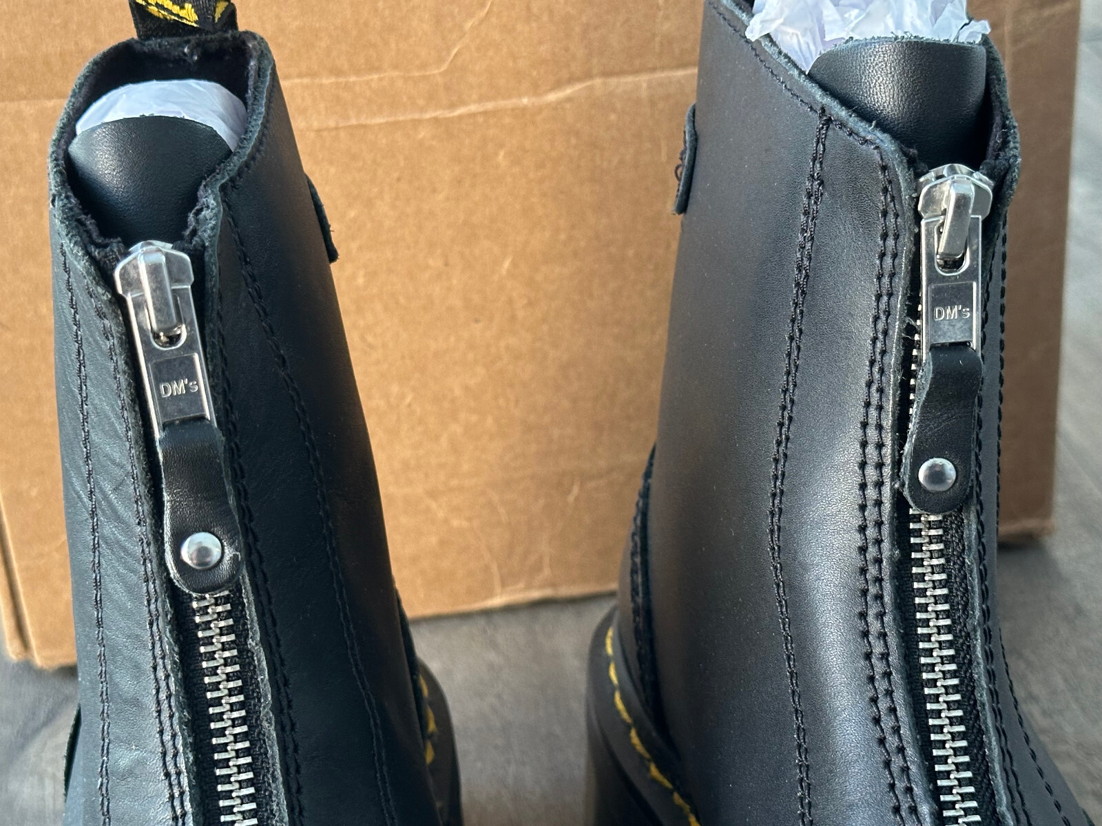 Dr Martens Jetta Zip Platform Leather Black Boots For Women’s Size US 6