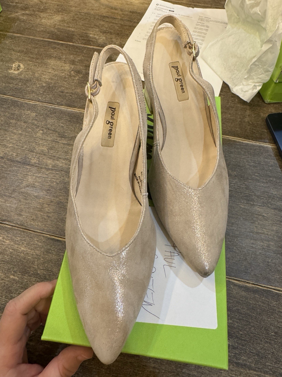Paul Green Toluca Slingback Pump in Cashmere Metallic Suede Size 3.5 US 6