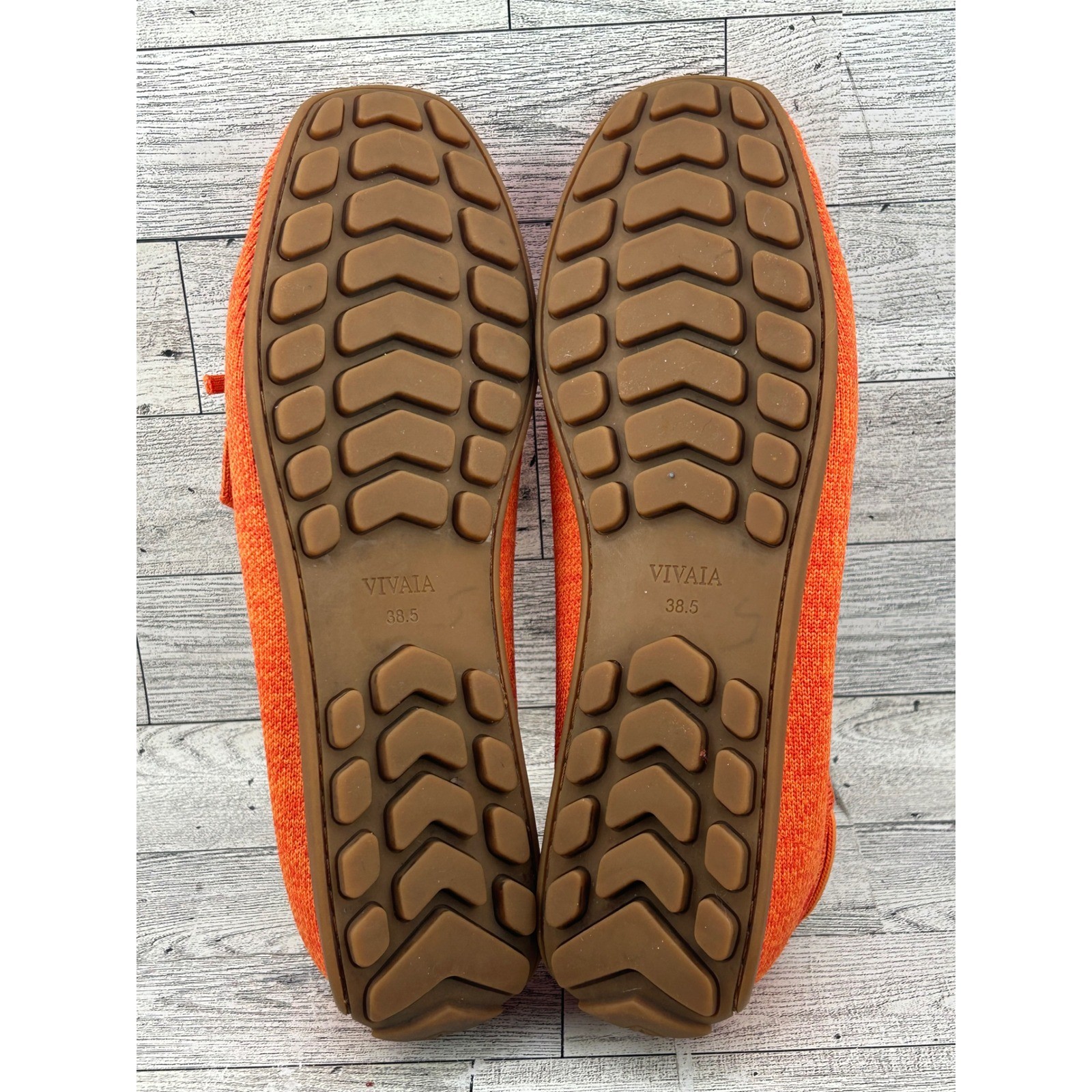 Vivaia Orange Knit Square Toe Loafers Women EU 38.5 US 7.5 Driving Mocs Bow