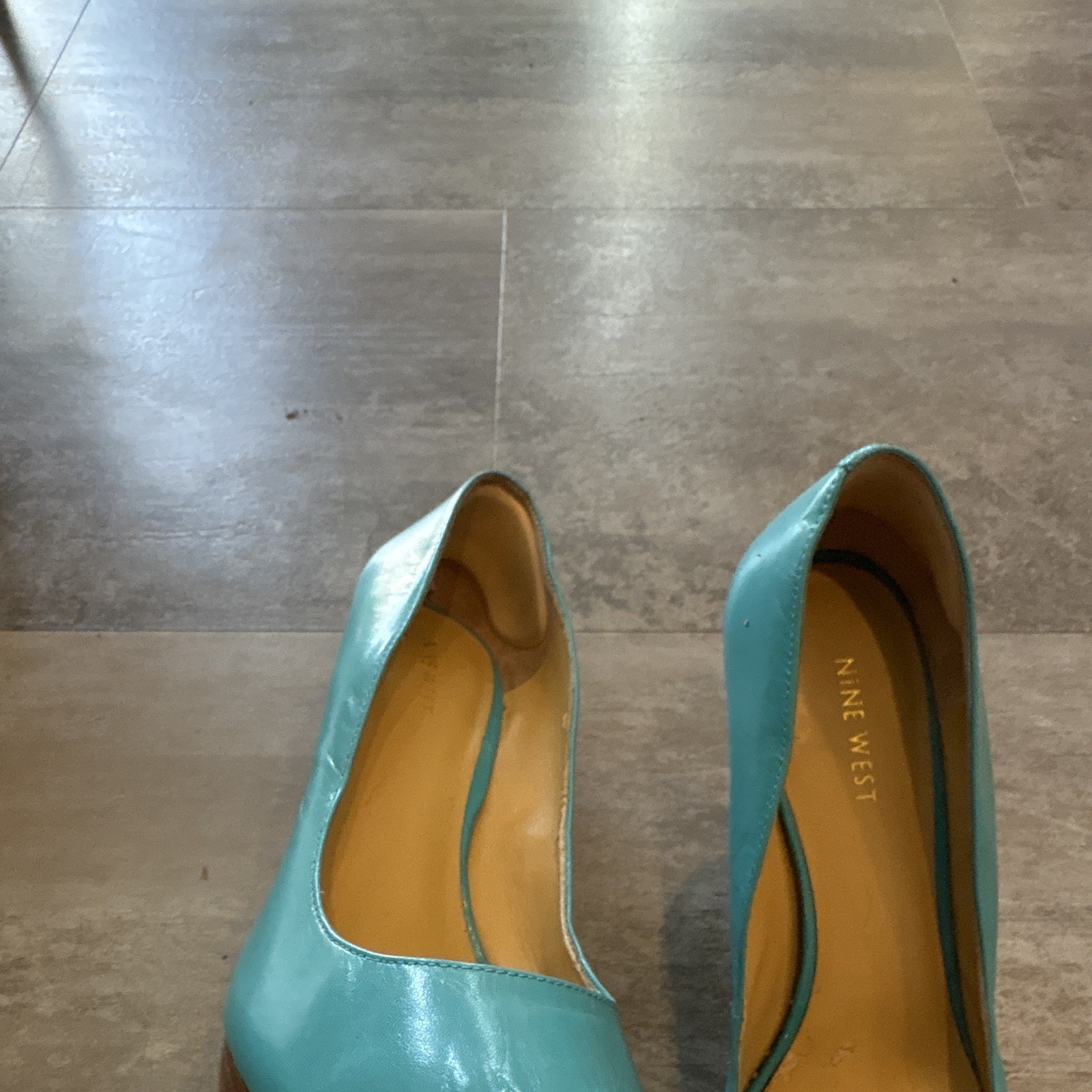Nine West Blue Peep Toe Stiletto Slip On Leather Pumps Solid 9.5M