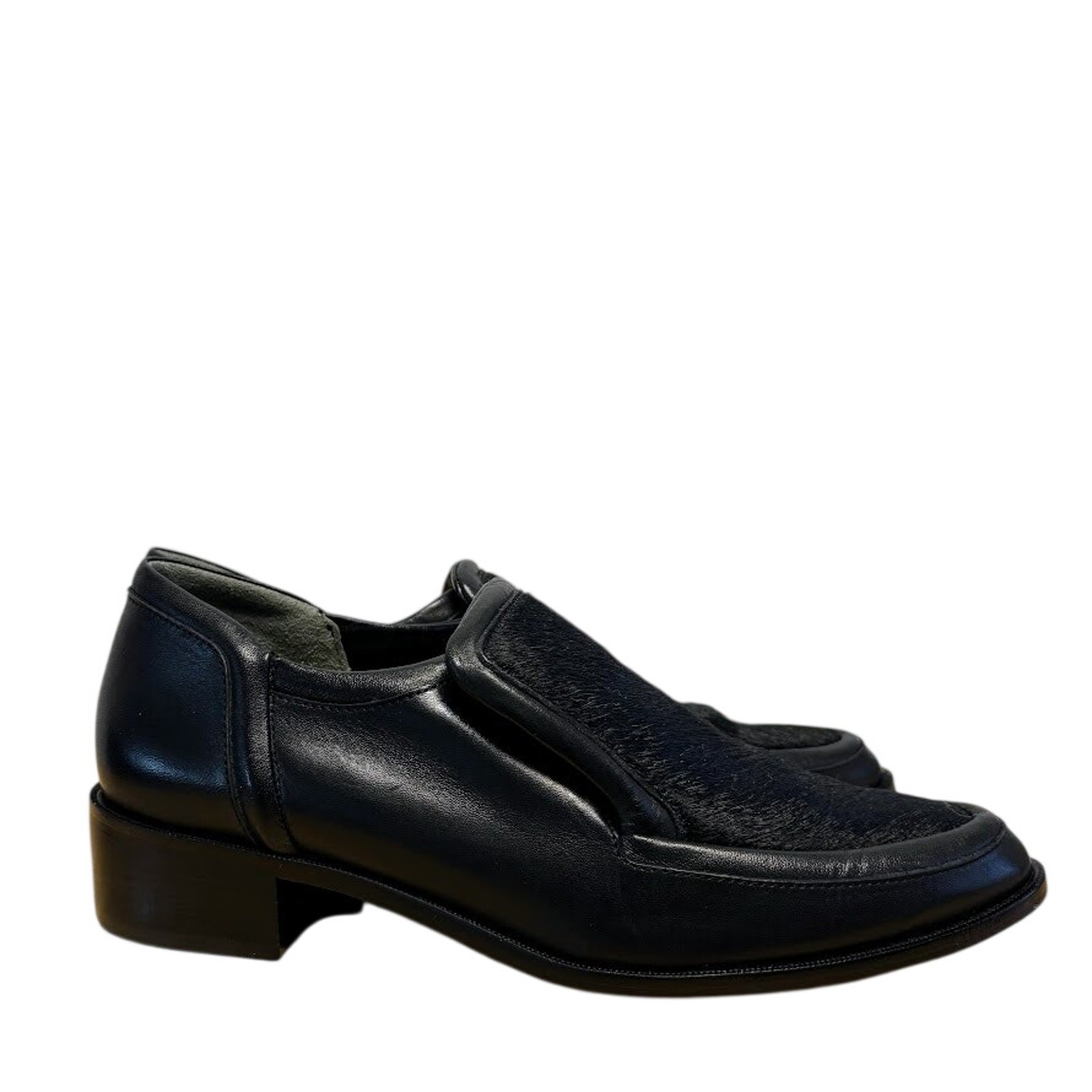 Derek Lam Loafers Crosby Black Calf Hair Leather Slip On Loafer Shoes Size 7M