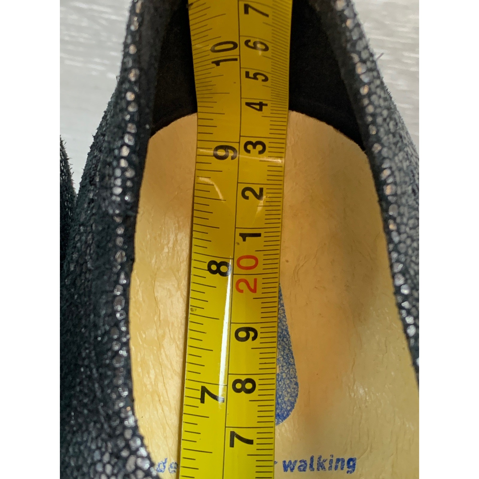 Wolky Women’s Metallic Silver Black Crackle Leather 9 Mary Jane Wedge Shoes