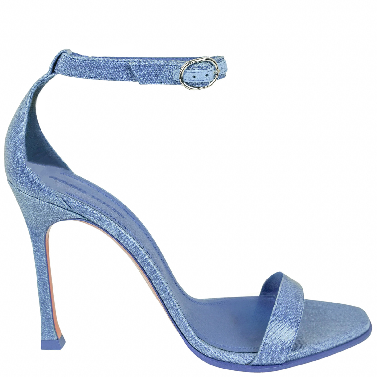 Amina Muaddi Kim Sandals in Denim