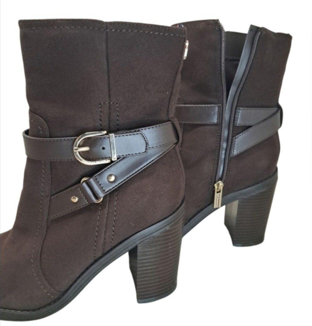 Tommy Hilfiger Owen 2 Brown Synthetic Ankle Boots Zip Buckle US 10 M