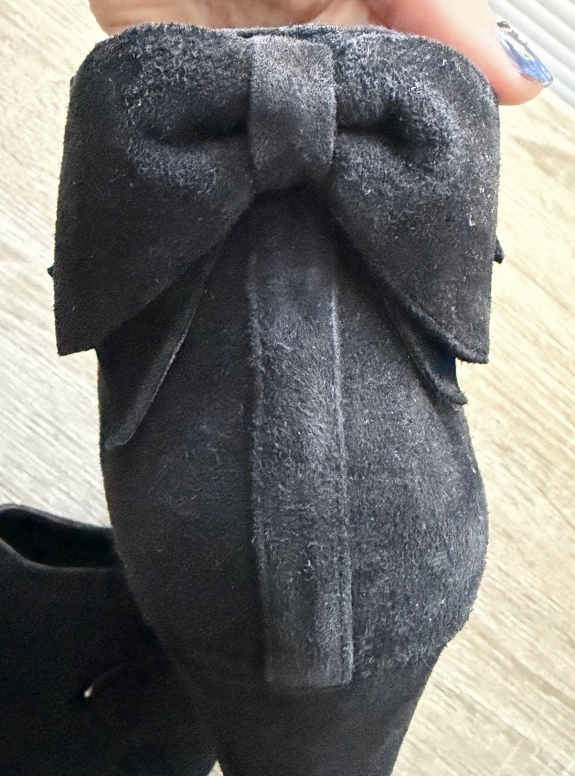 Gianni Bini Women’s Black Suede Platform Ankle Bootie Round Toe Zip Bow, 8.5M