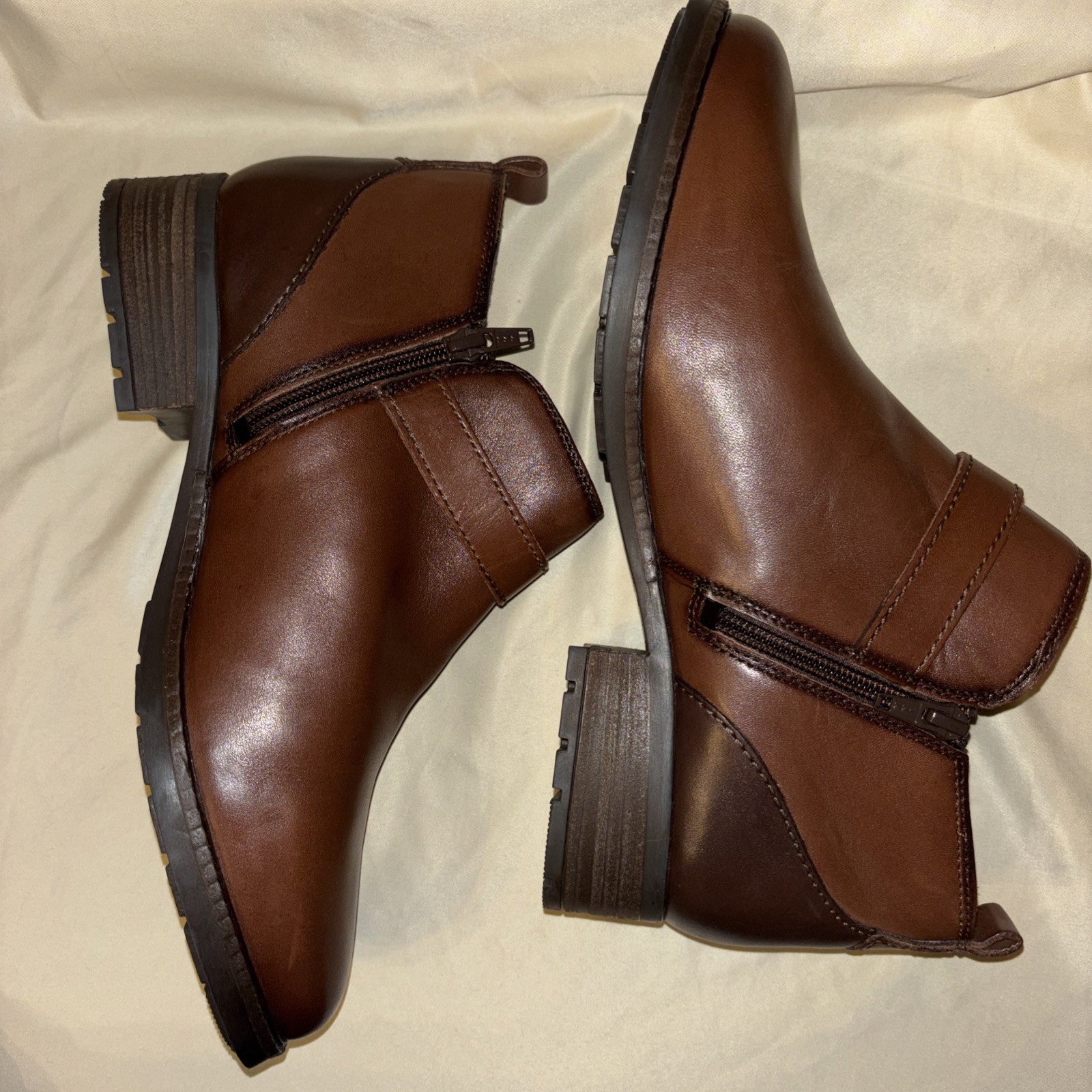 New Josef Seibel Kate 10 Sz 9.5 EU 41 Ankle Boots Castagne Brown Leather $170