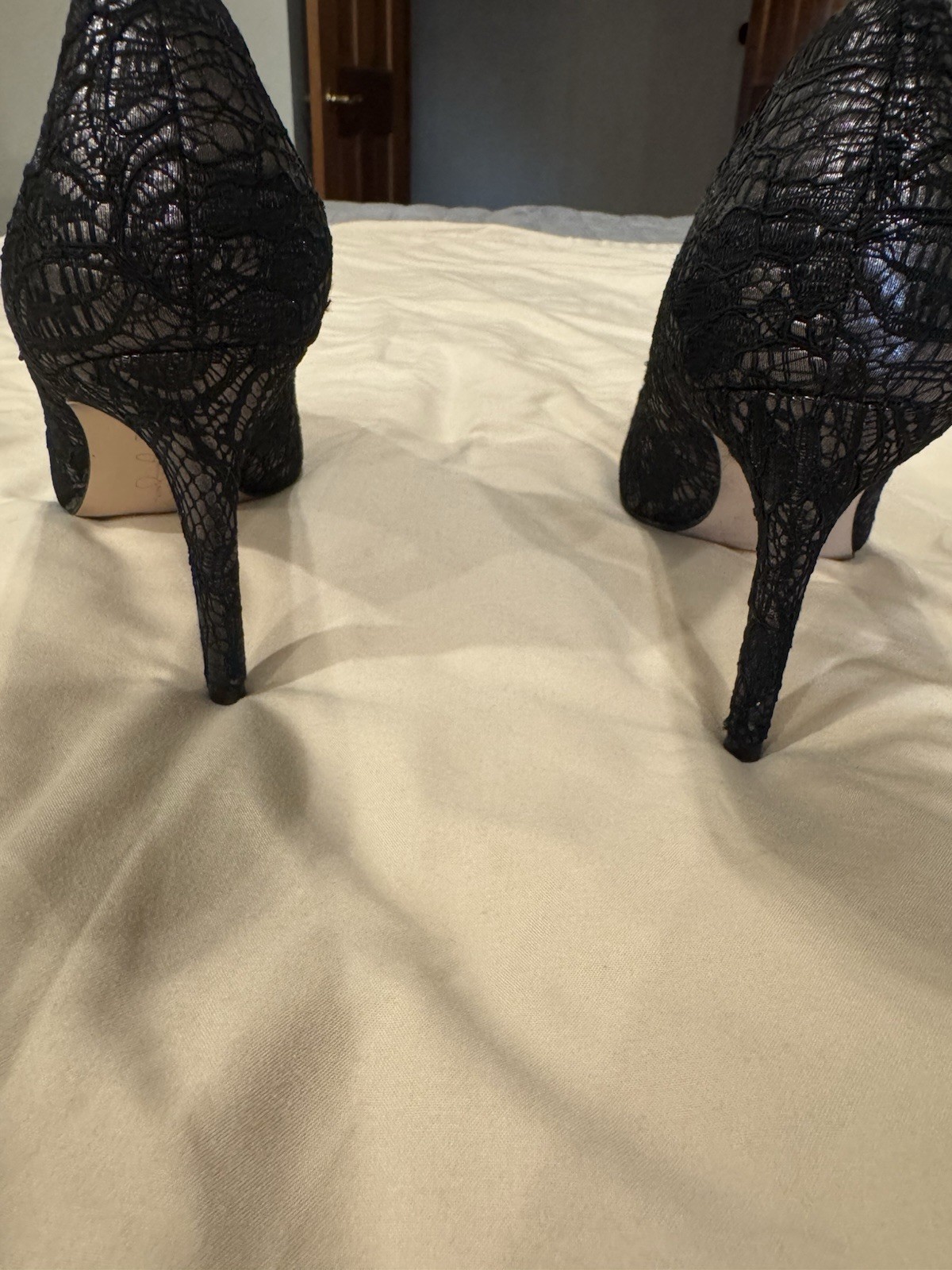Jessica Simpson Women’s Black Lace Floral Pointed Toe Stiletto Pumps US 8.5