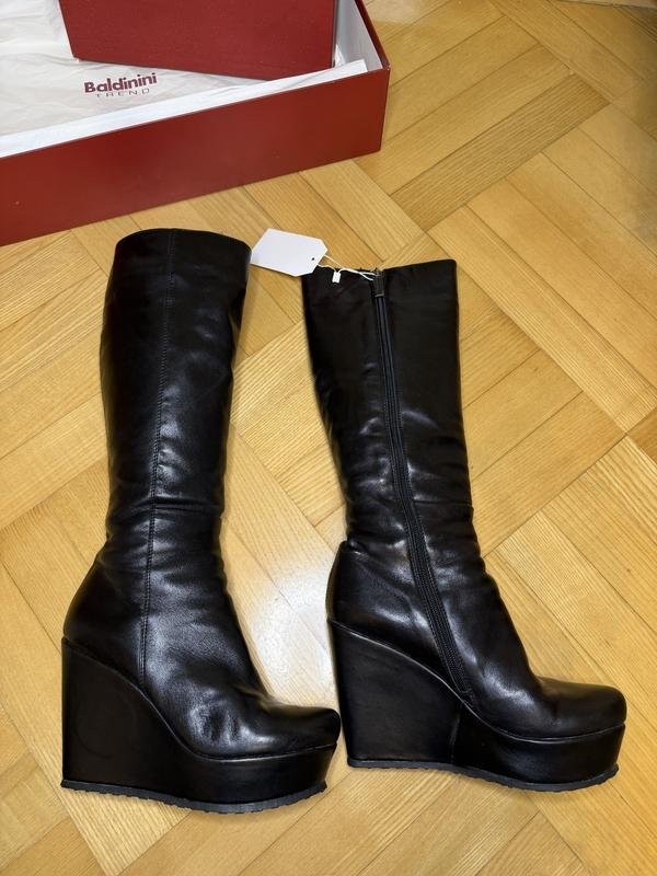 women baldinini boots black leather 38.5