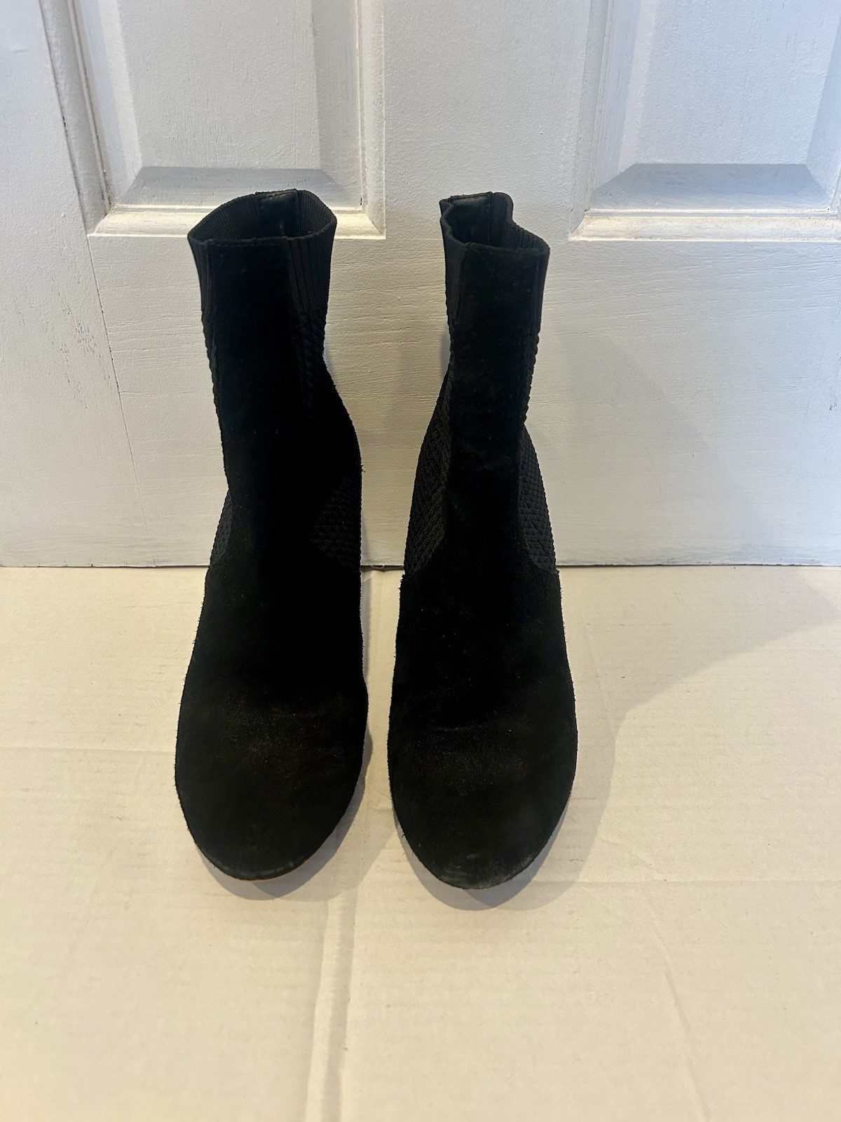 Corso Como Women’s Black Knit Sock Ankle Boots Round Toe Pull On Stretch US 9