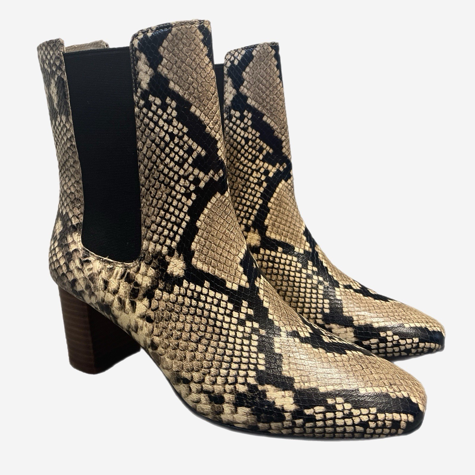 Jcrew NWT Willa snake embossed leather heeled boots classic fall snakeskin 10