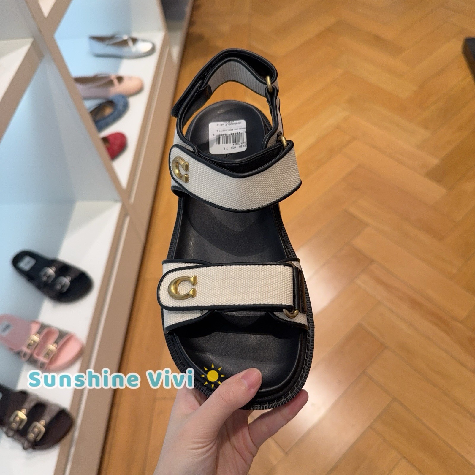 NEW COACH Women’s Brynn Sandal Chalk & Black Choose Size CEF36