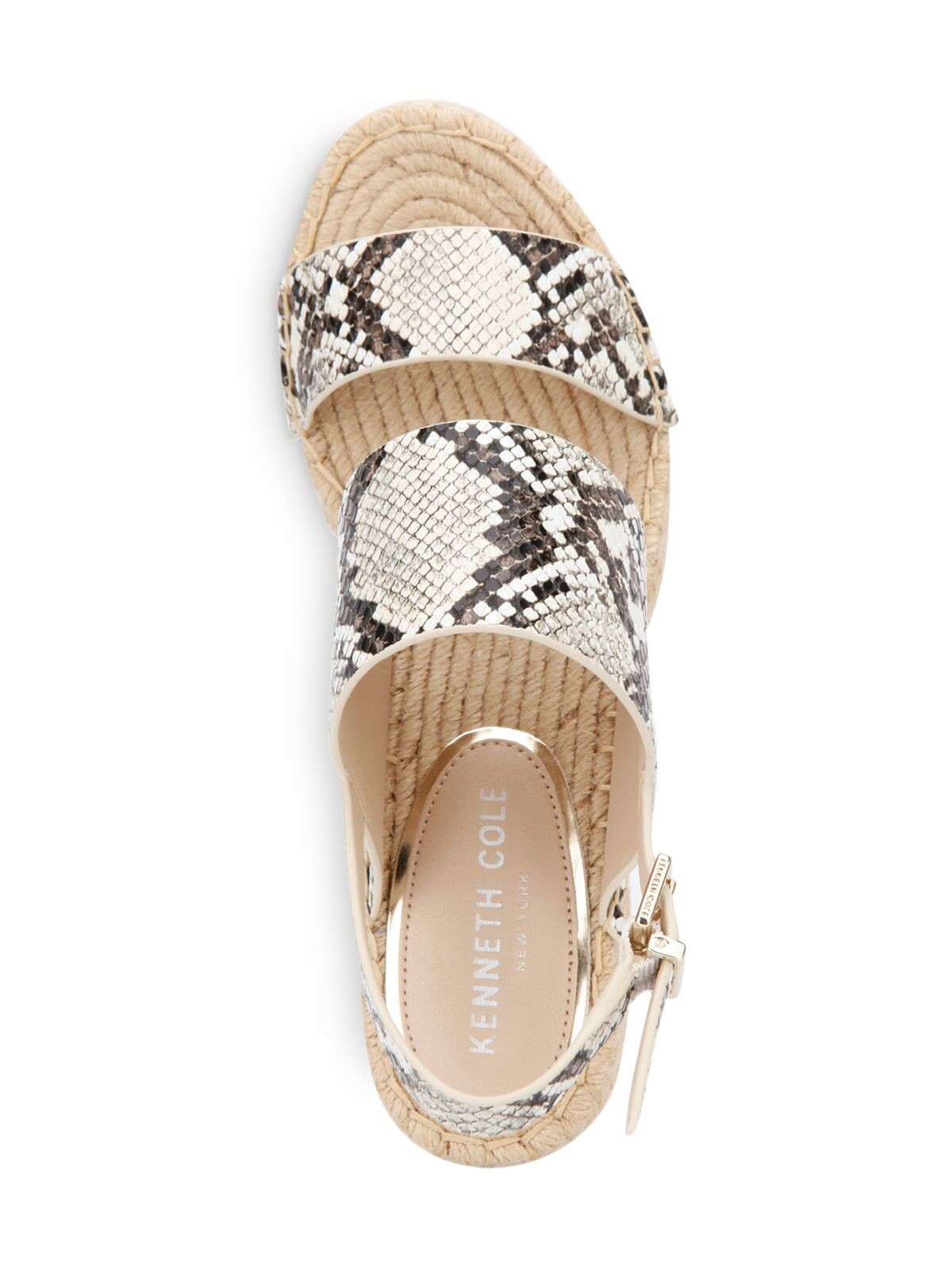 KENNETH COLE NEW YORK Womens Beige Snake 0.5″ Platform Olivia Wedge Shoes 7 M