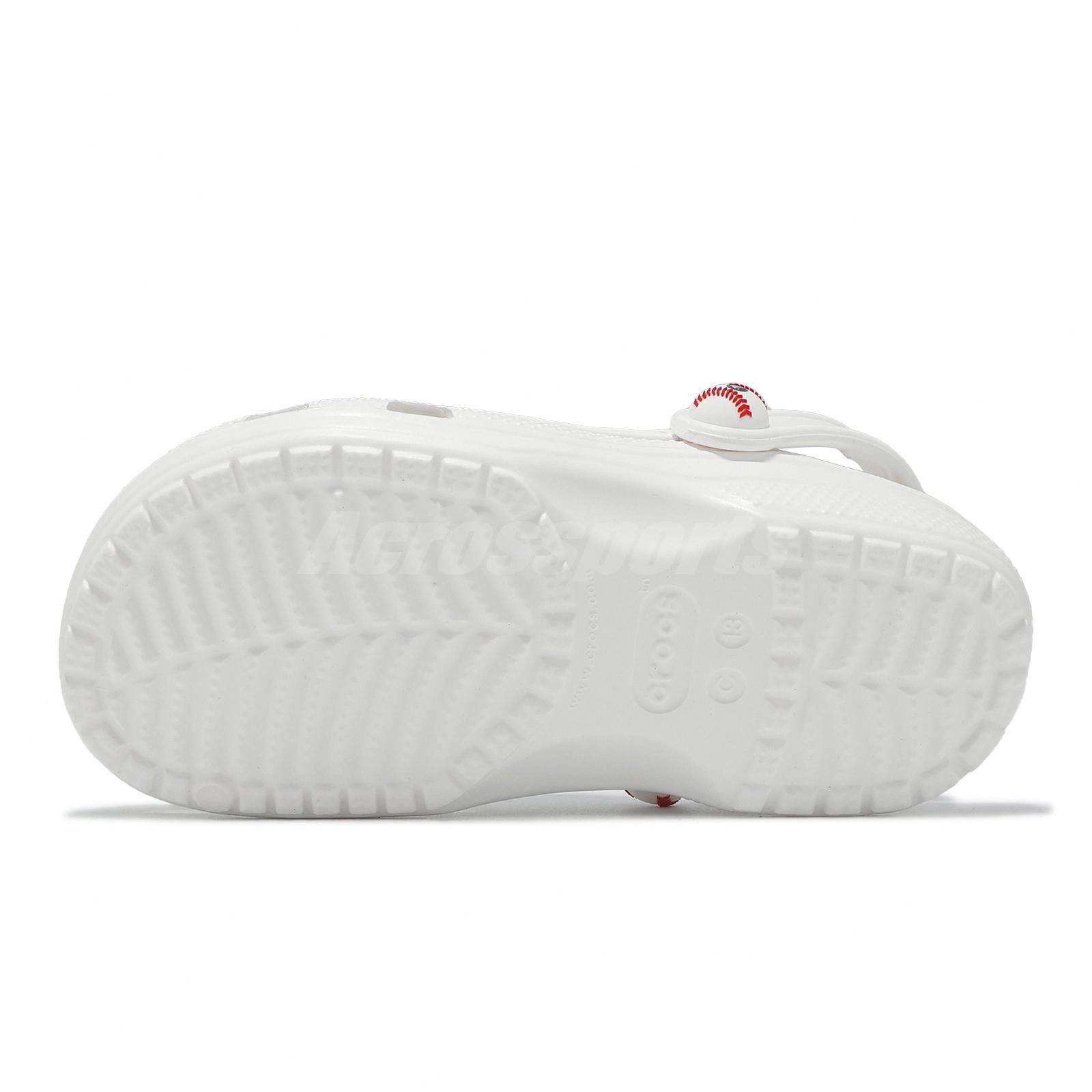 Crocs Classic Baseball Clog K White Red Kids Preschool Slip On Sandal 211259-100
