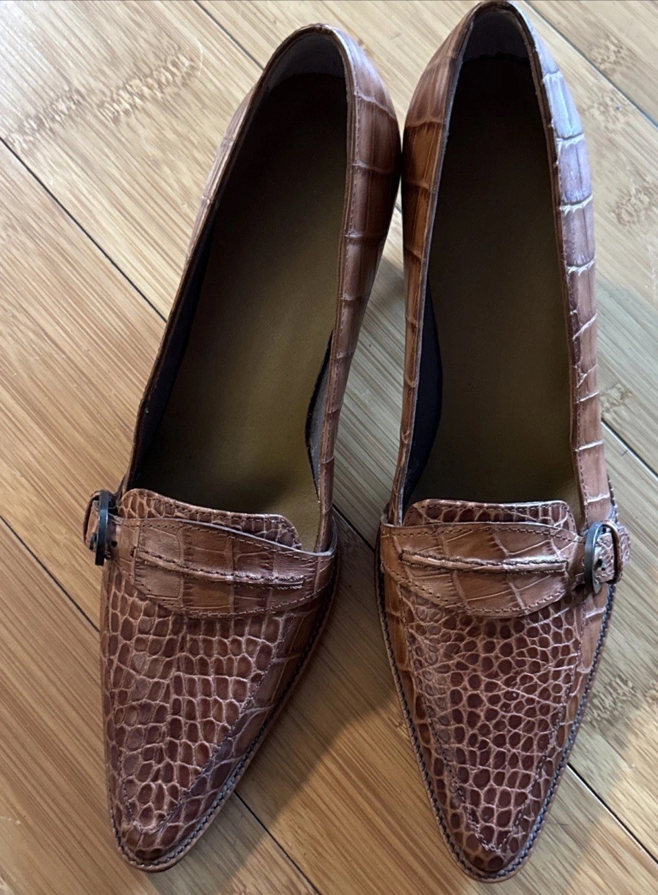 YANKO women’s size 5 designer brown leather pumps heels handmade in Spain