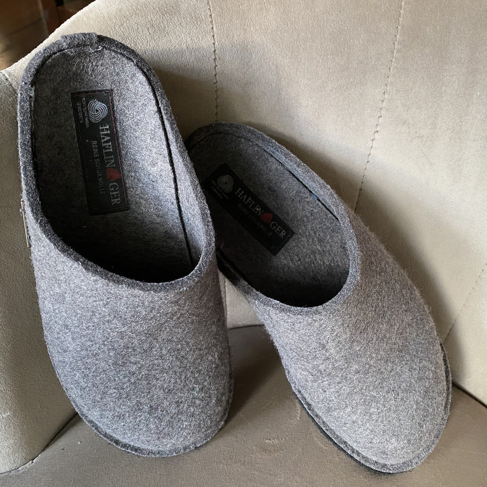 Arch Support! Breathable Wool Haflinger Women 7 7.5 Slippers Mule Clog Gray 37