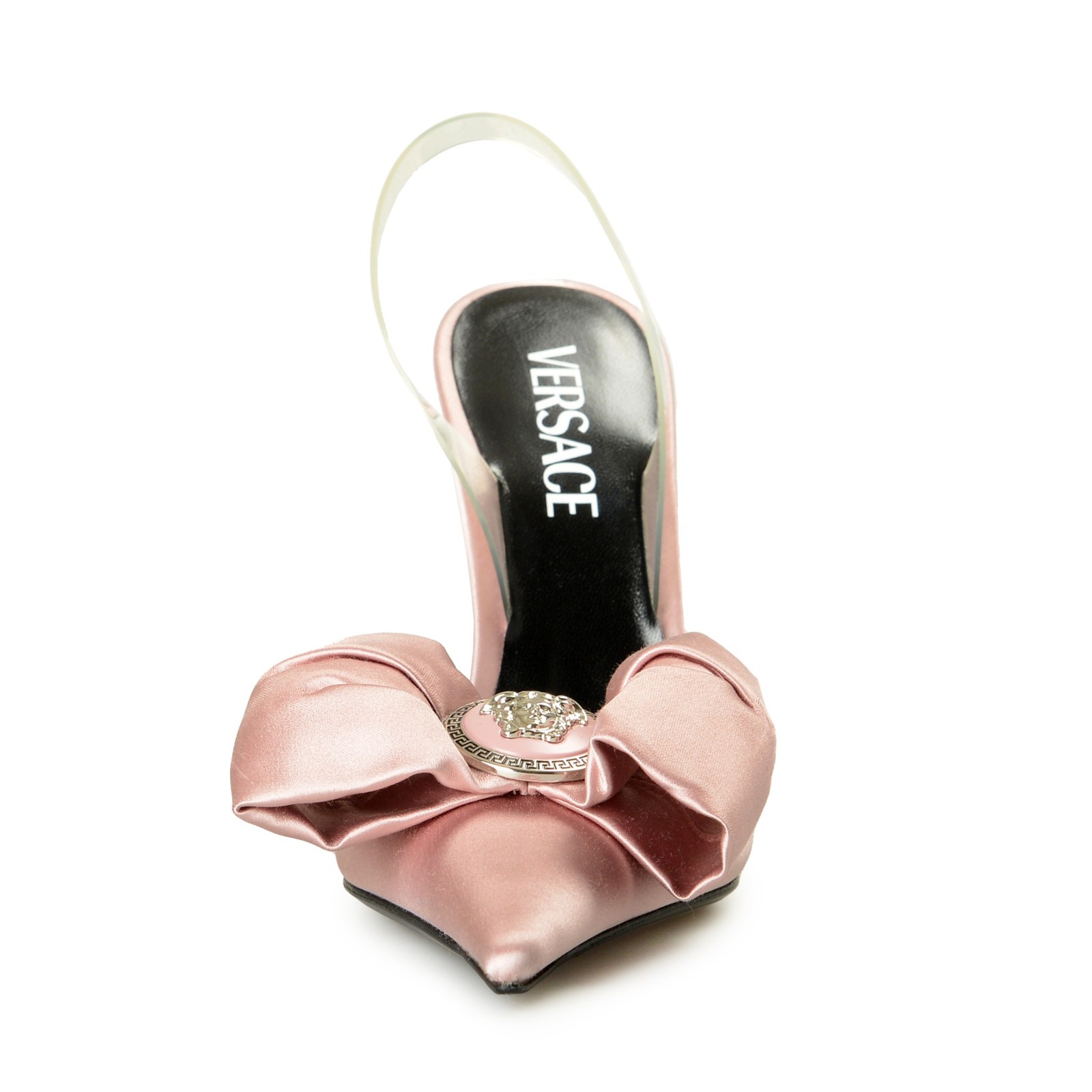 Versace Women’s Dusty Rose & Silver Color Medusa Heeled Sandals Shoes US 6 IT 36