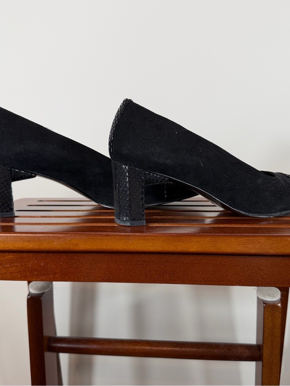 Stuart Weitzman Black Suede Square-Front Pumps Size 7 1/2B