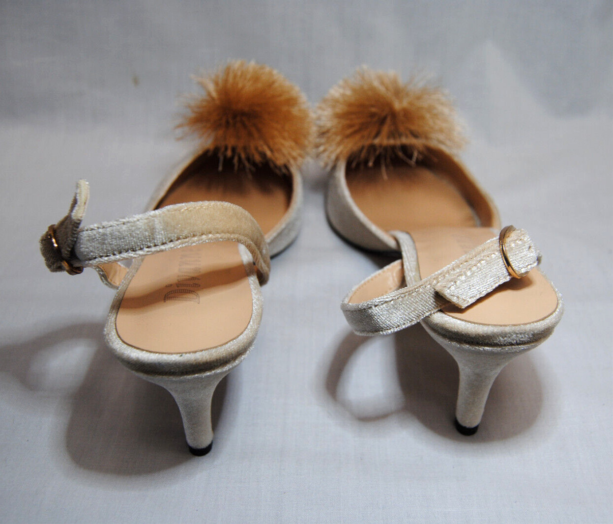 Divanne Women’s Puff Pompom Slingback Pumps Pointed Toe Kitten Heels New T2346