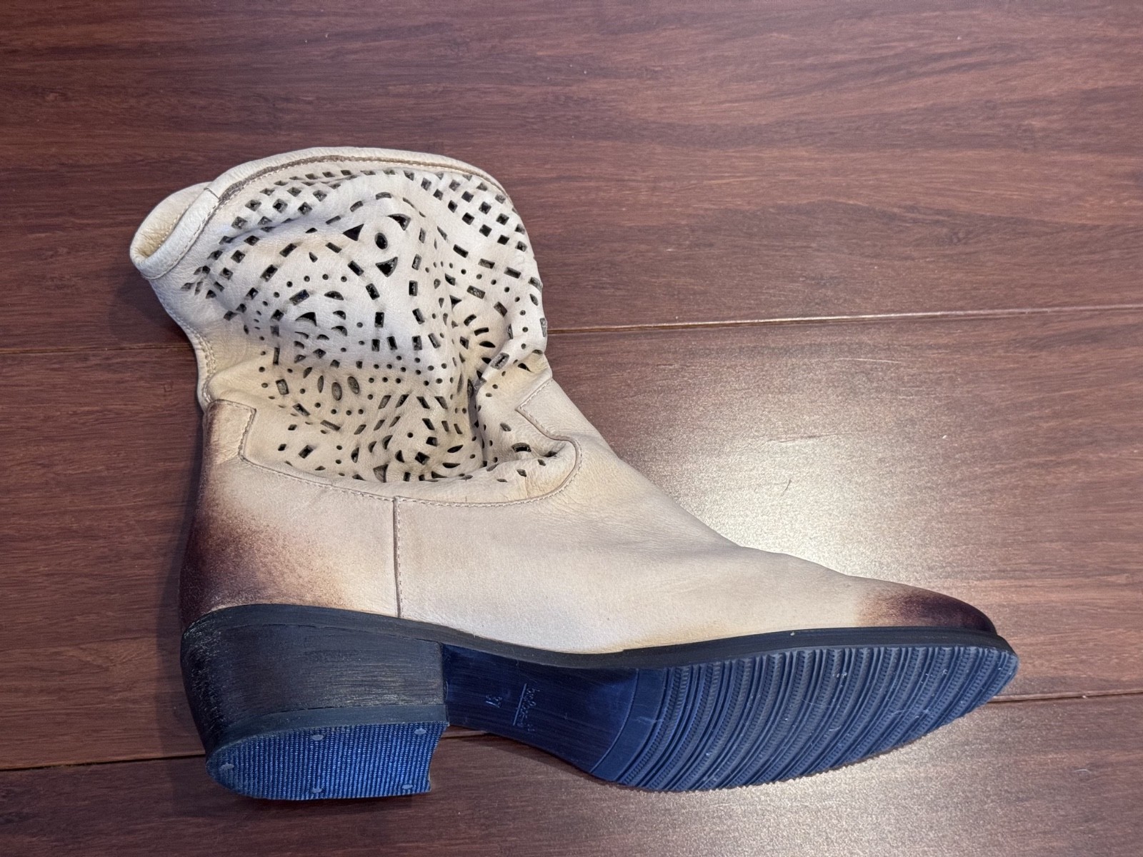 Women’s Genuine Leather Western Ankle Boots EU 37 US 6 6.5 Boho Festival