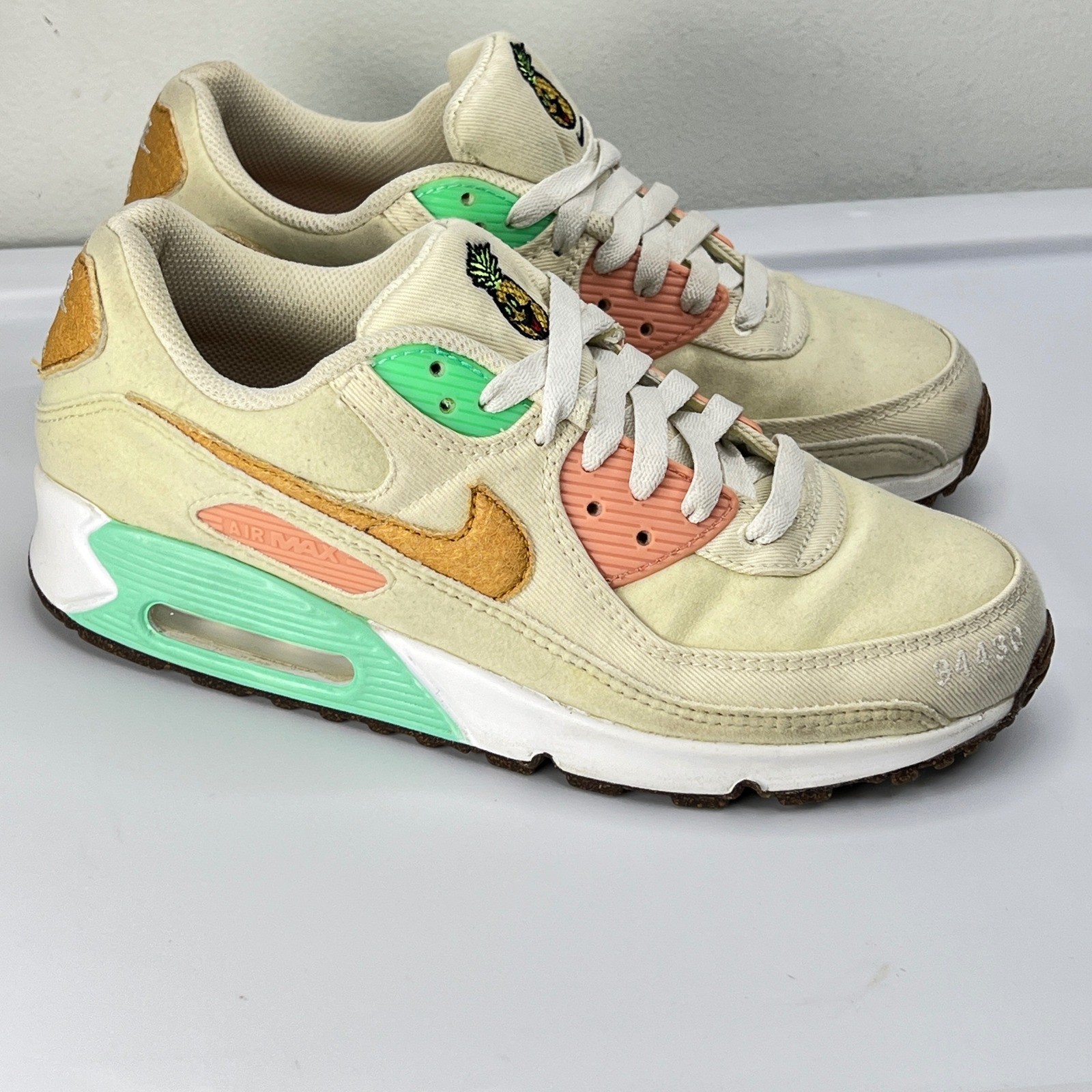 Nike Air Max 90 Happy Pineapple Coconut Milk Green Glow DC5211-100 Womens 8.5