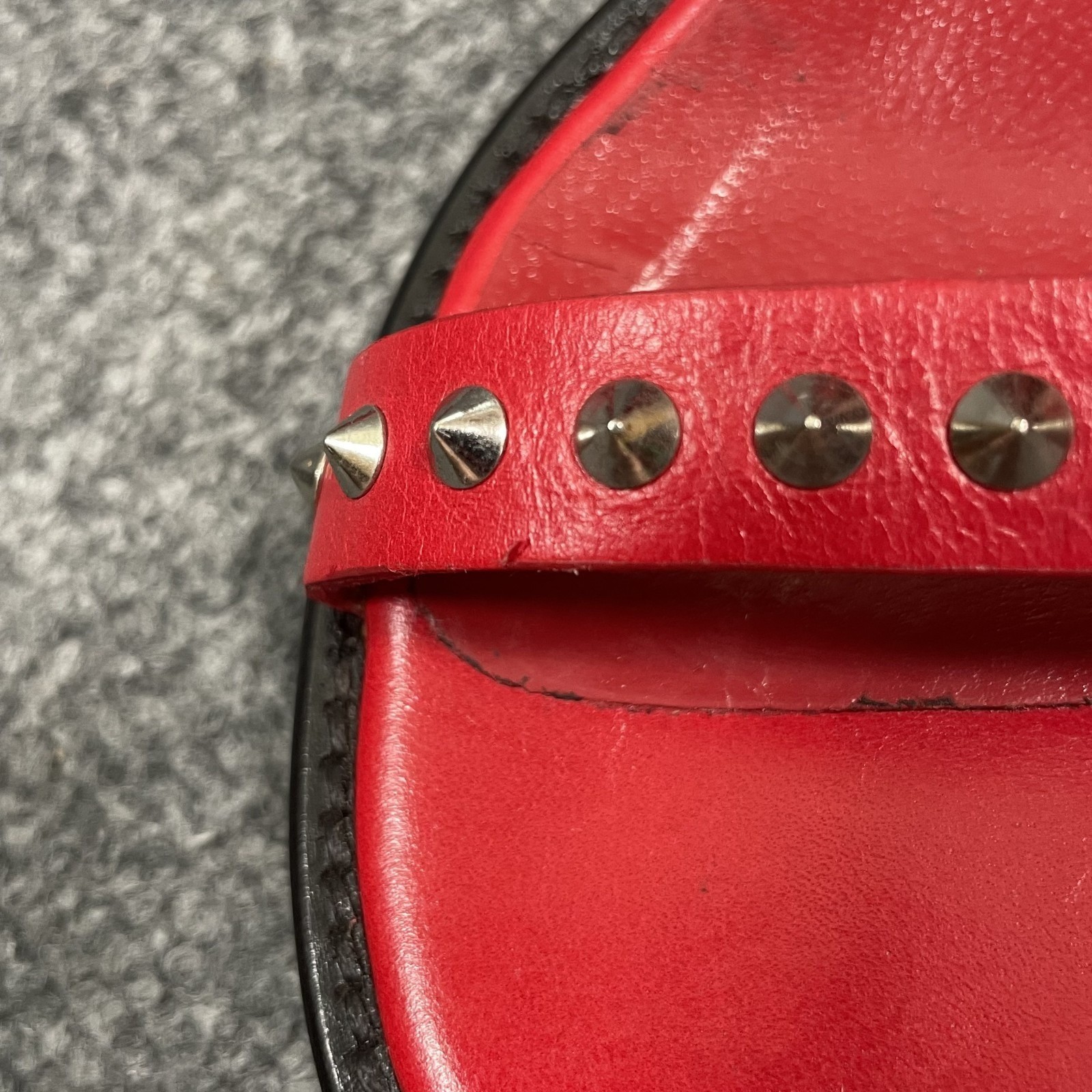 Zadig & Voltaire Block Heel Sandal May Stud Sz EU36 Chunky Red Fits US 6.5 Goth