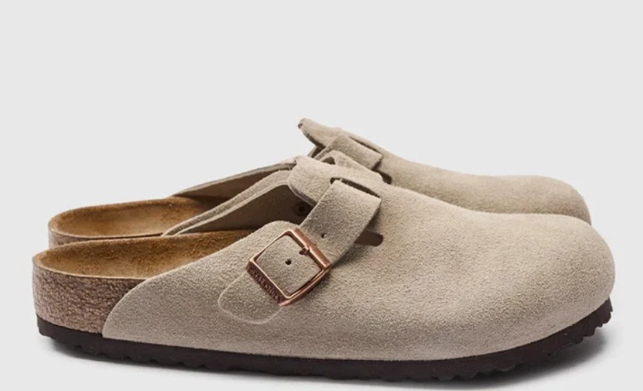 Birkenstock Boston Soft Footbed Taupe Suede Leather Unisex’s Clog Shoes