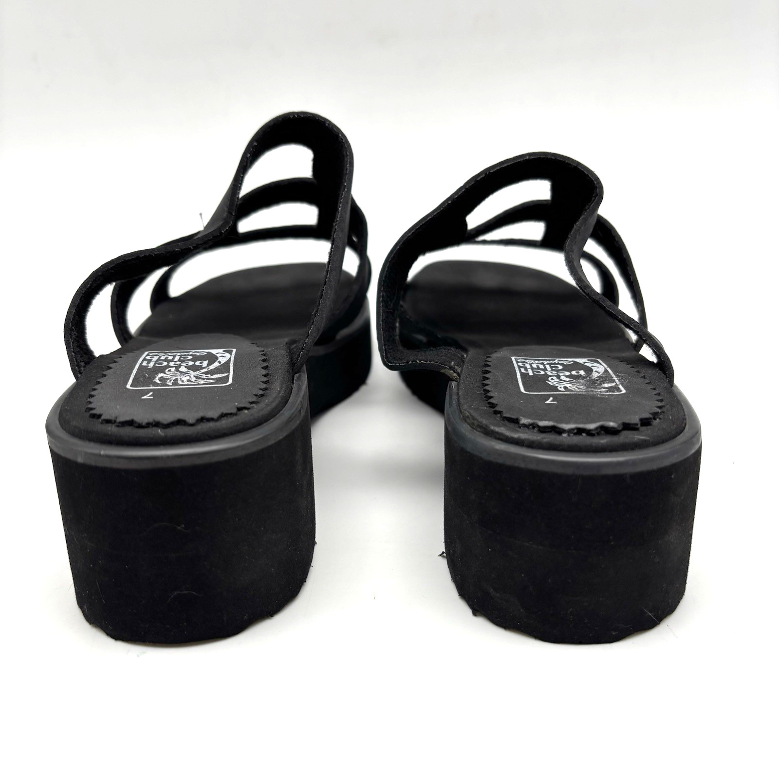 NEW Vintage Y2K Beach Club by Seychelles Black Cut-out Foam Platform Sandals 7