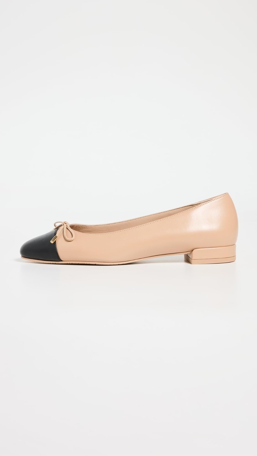 Stuart Weitzman Sleek Bow Flat Adobe Black Calfskin Women’s US 5.5 M