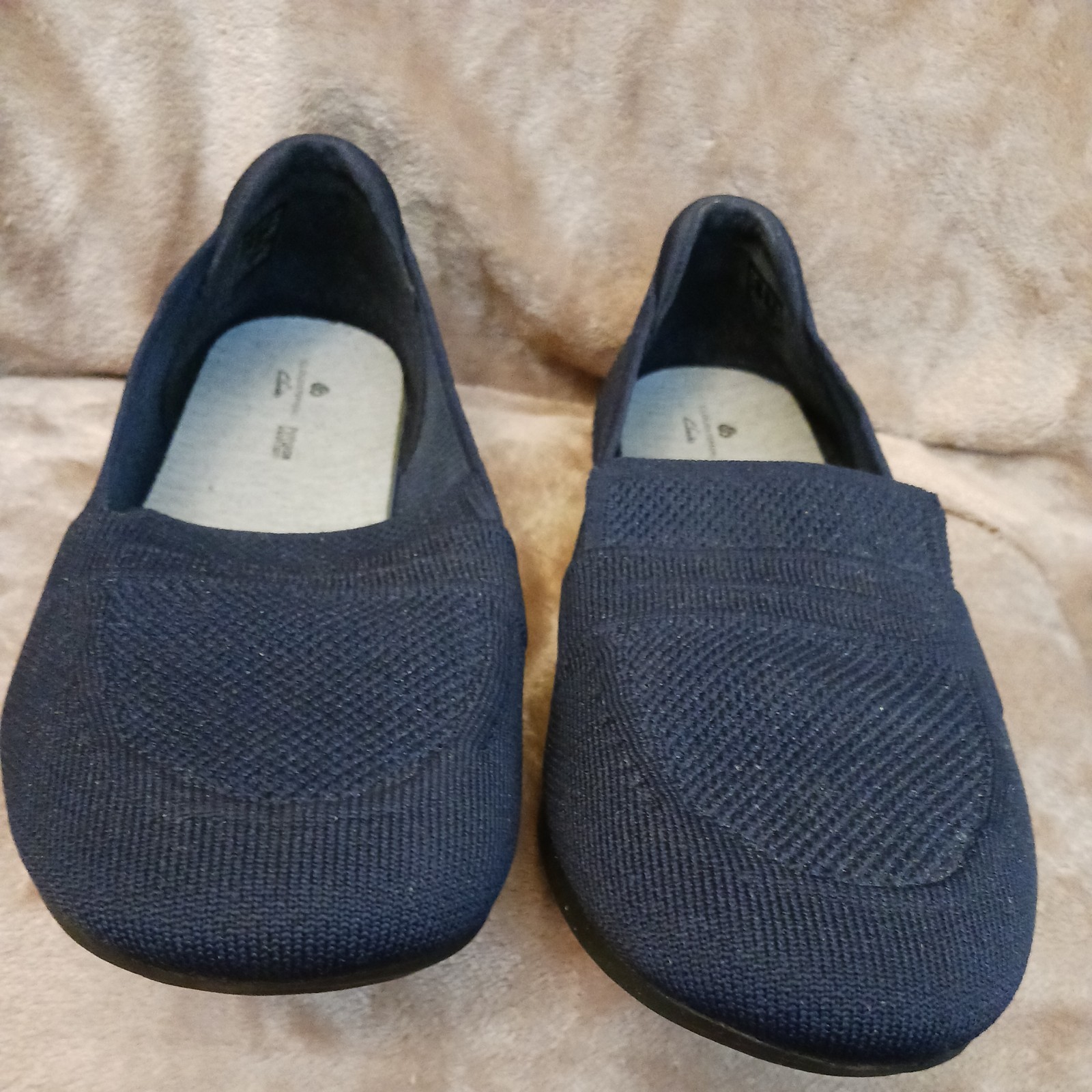 Clarks Womens Shoes Size 12W Wide Blue Loafers Slip On Memory Foam Cushion Soft