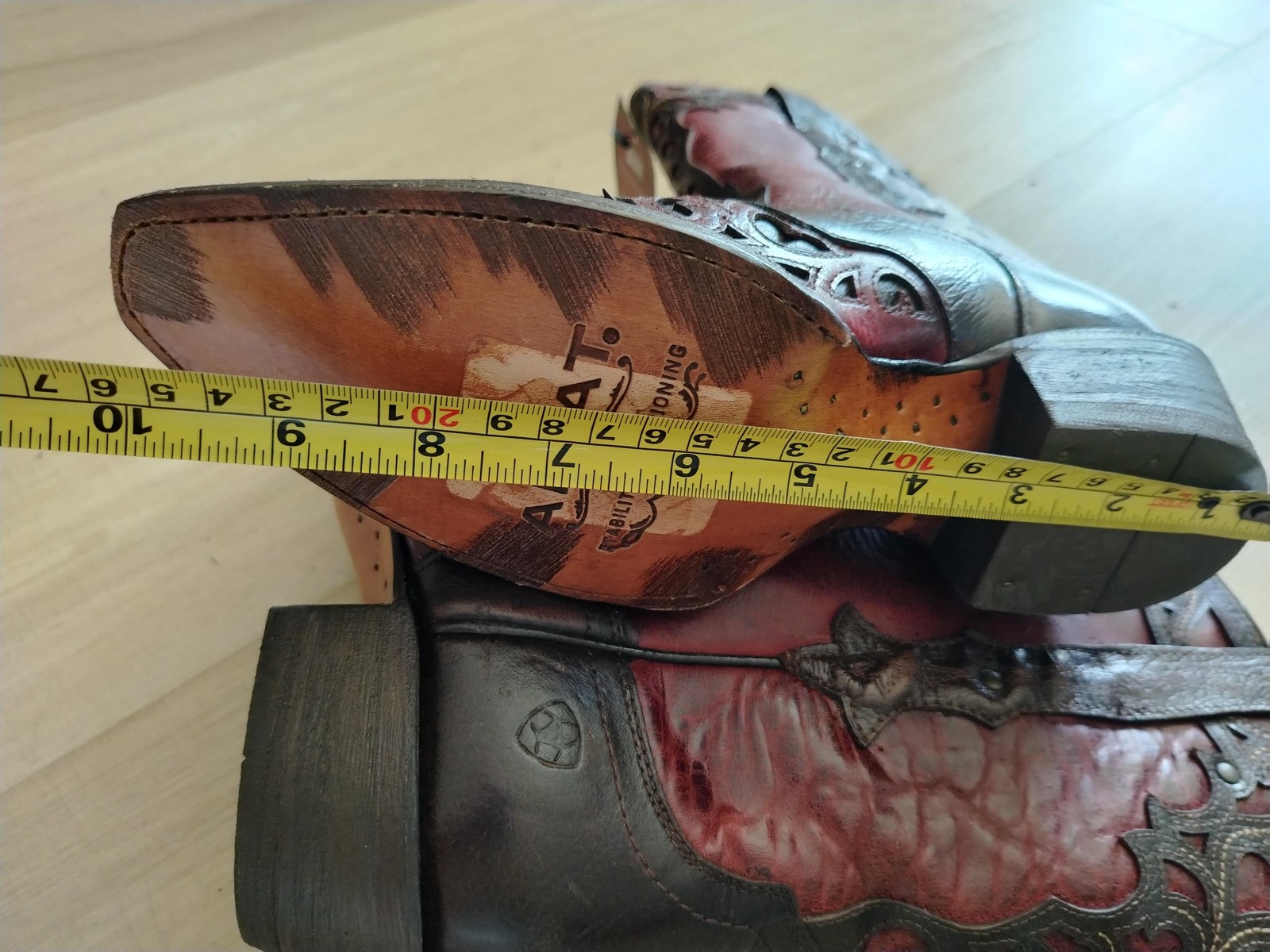 Ariat Shoes Womens Size 6 Brown Red Western Leather Embroidered ATS Boots