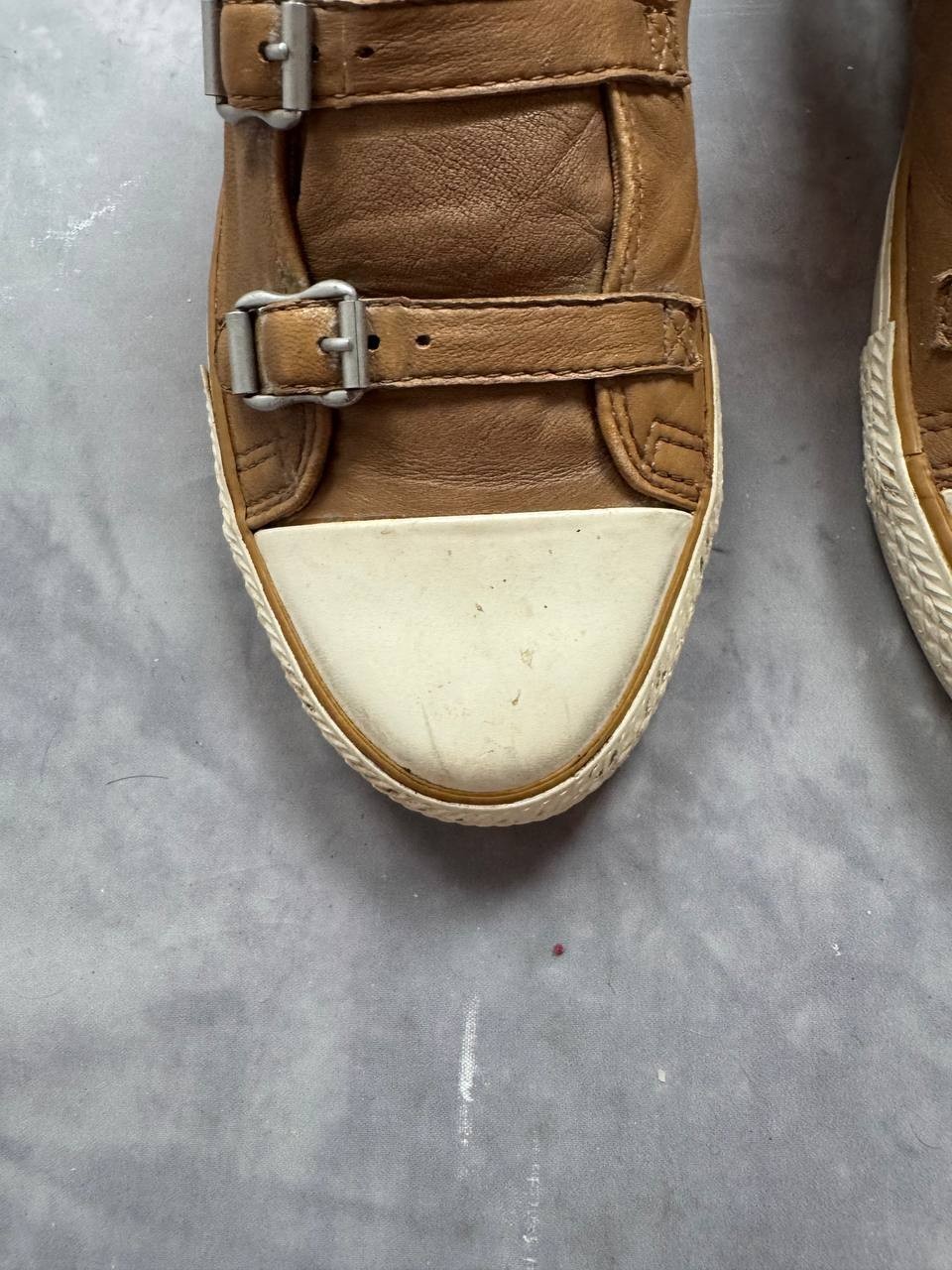 ASH Limited Brown Leather High Top Sneakers Buckle Strap Zip Women EU 40